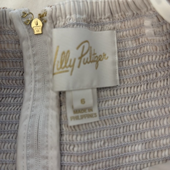 Lilly Pulitzer White and Gold Midi Dress Palm Tree Print - Picture 2 of 3